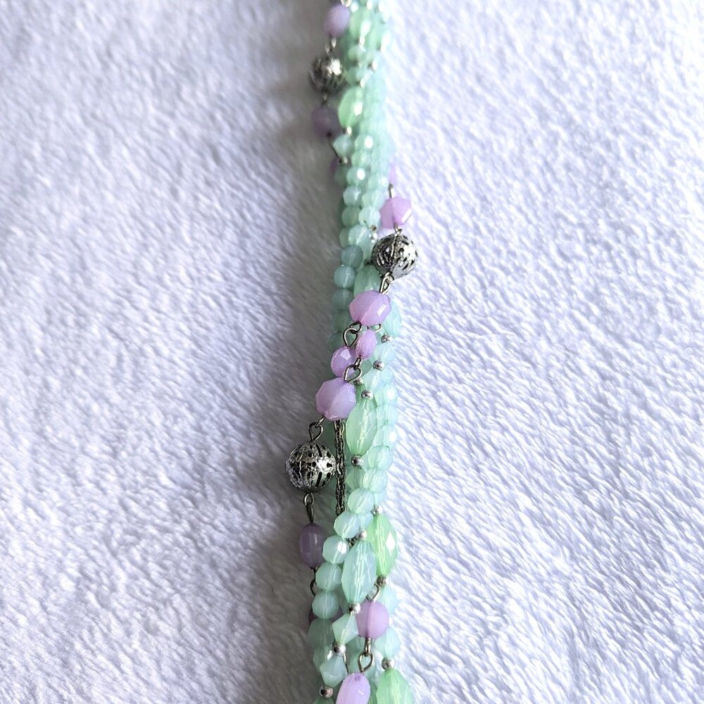3-strand Acrylic Beaded Station Necklace